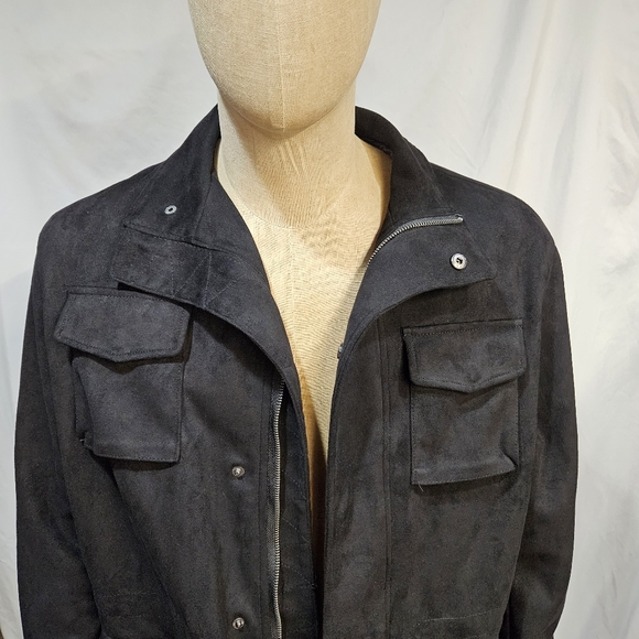 ROBERT GRAHAM MENS BLACK FAUX SUEDE CARGO JACKET SIZE LARGE ORIG. $328 - Picture 2 of 8
